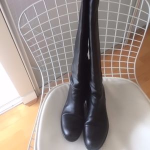 Over the Knee Black Leather Boots 38